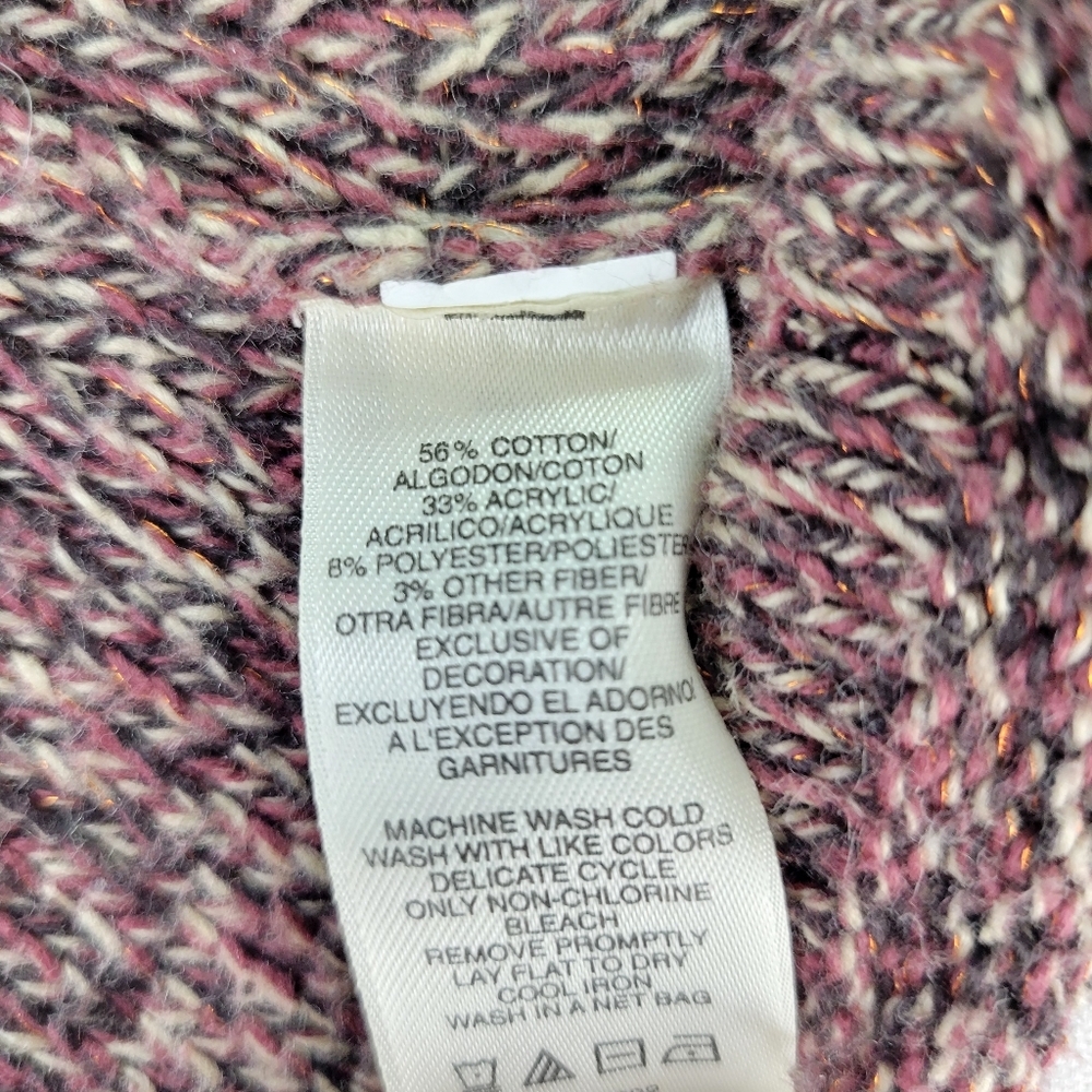 DKNY Jean Cardigan Cotton Blend Flower Embellishment Marled Pink Brown Size XL - Picture 13 of 15